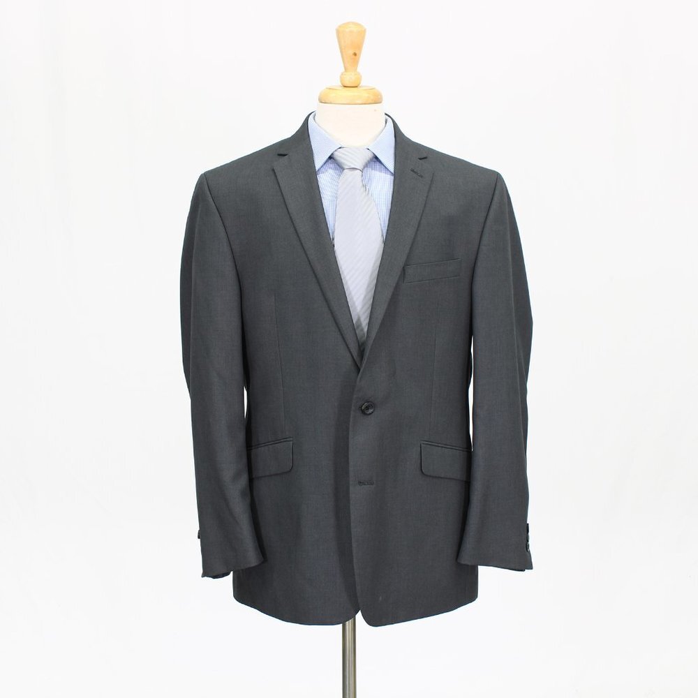 Kenneth Cole 44R Gray Solid 2-Button Sport Coat Blazer Jacket B494